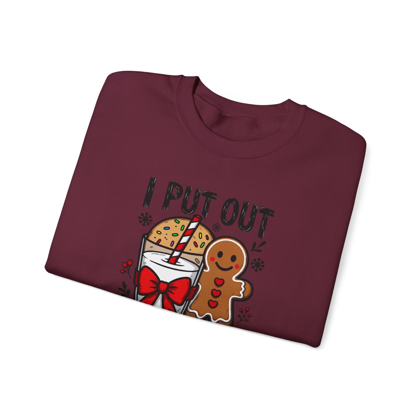 I Put Out For Santa Sweatshirt, Funny Christmas Crewneck, Cookies & Milk Holiday Sweater, Gingerbread Shirt, Xmas Party Sweatshirt