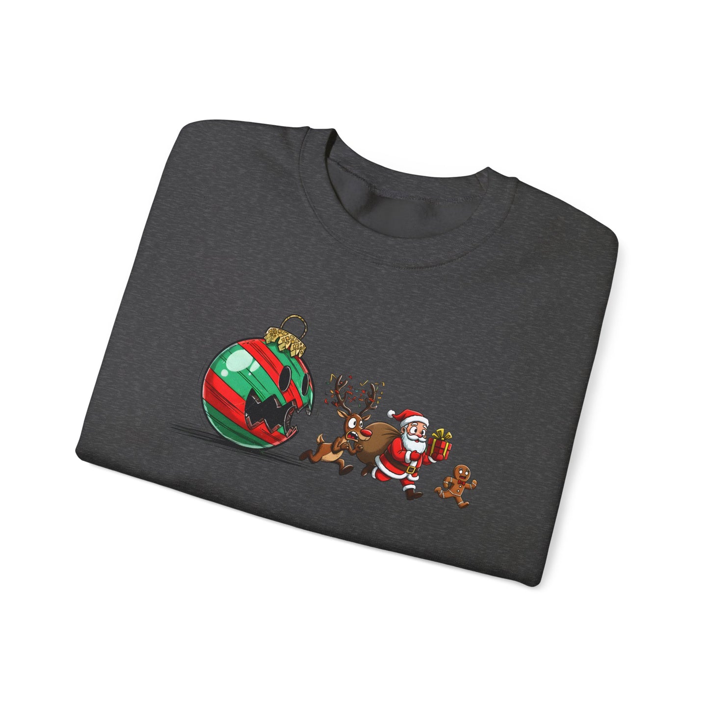 Funny Santa Running Christmas Sweatshirt | Cute Holiday Crewneck | Santa Reindeer Gingerbread Sweater | Christmas Gift