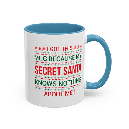 Personalized Secret Santa Accent Coffee Mug, Holiday Gift, Funny Christmas Mug, Unique Office Secret Santa Gift, Custom Drinkware