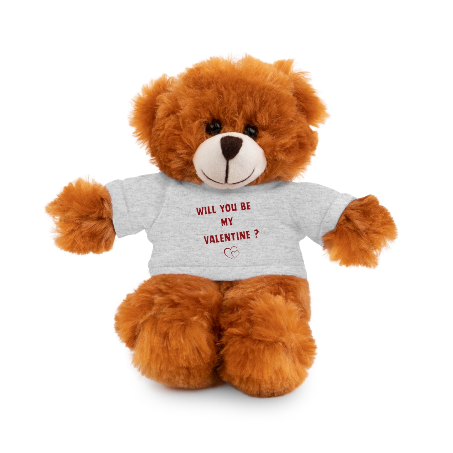 Will You Be My Valentine ? Teddy Bear, Plush Animal with T-Shirt, Cute Valentine's Day Gift, Stuffed Bear for Kids or Love