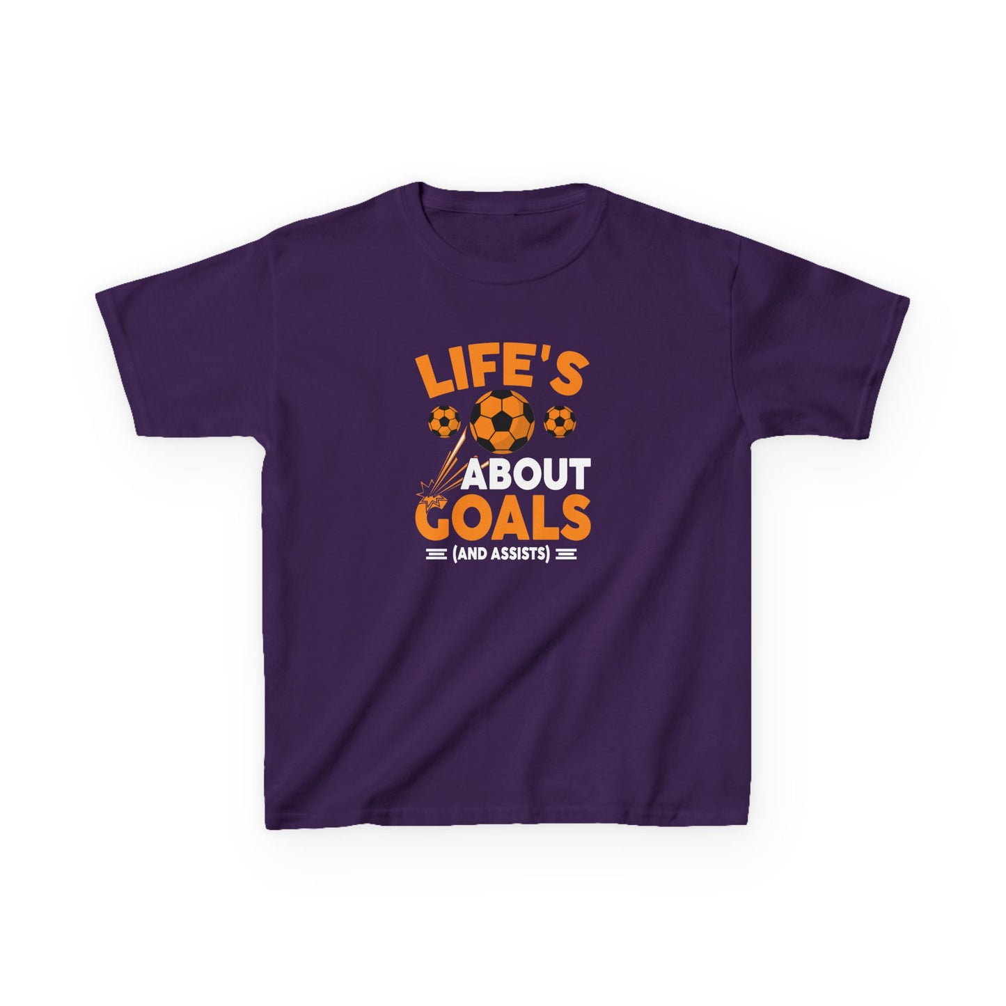 Life's About Goals Kids T-Shirt | Soccer Graphic Tee | Fun Teamwork Shirt for Boys & Girls | Cotton Youth Sports Top, FIFA World Cup 2026