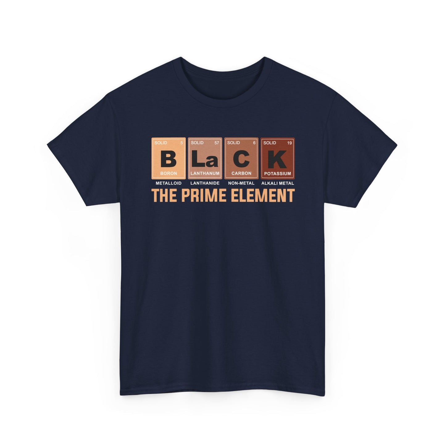 BLACK The Prime Element Shirt | Periodic Table Graphic Tee | Funny Science Shirt for Men & Women | Black Pride Chemistry Gift