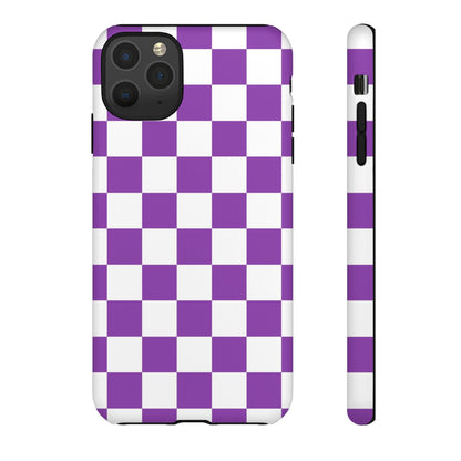 Purple Checkered Phone Case,  iPhone 17 Pro, 17, 16, 15, 14, 13, 12, 11, X, XR, XS MAX, Trendy Gift for Friends, Accessory for Occasions