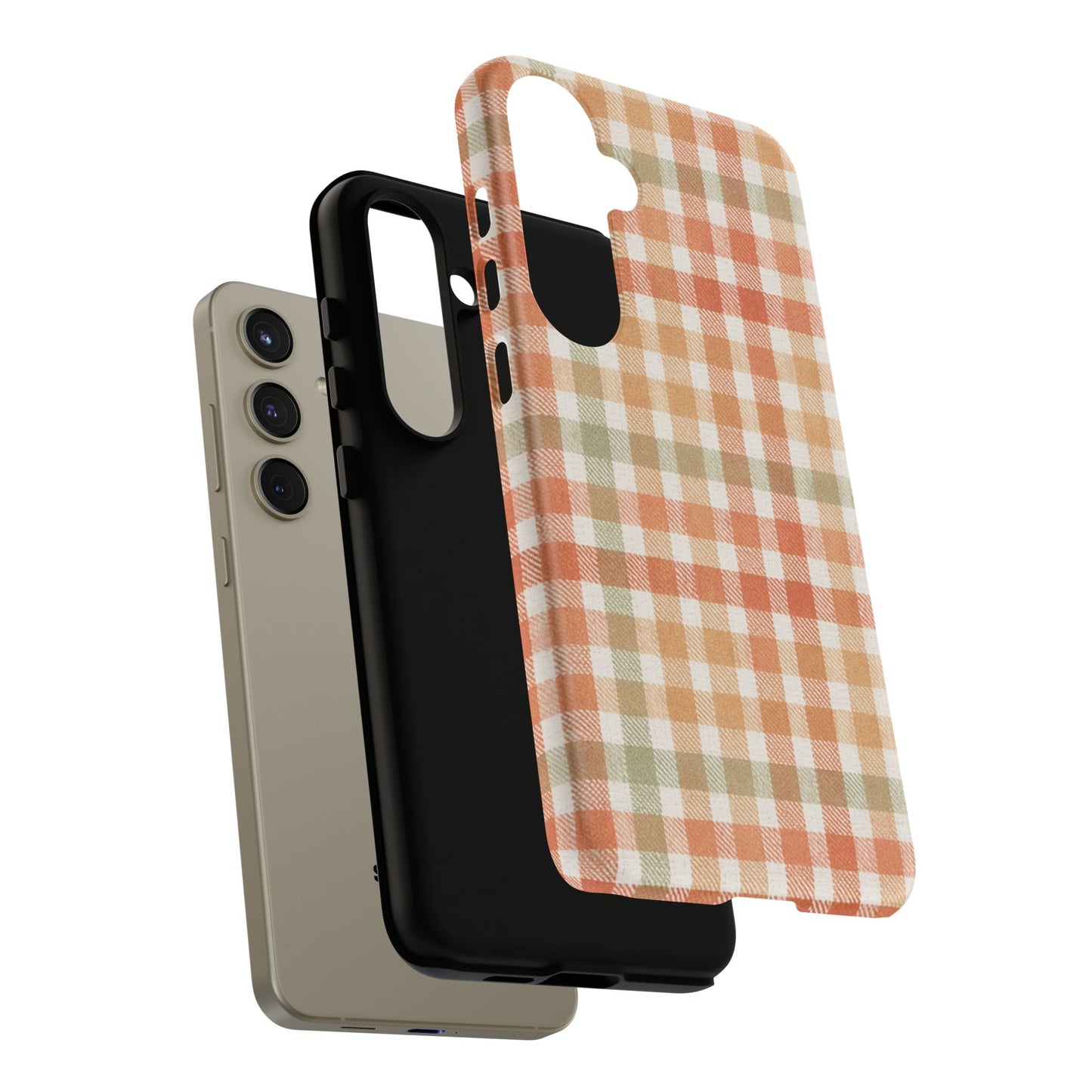 Boho Checkered Phone Case | Neutral Aesthetic Plaid Case | Retro Minimalist Check Design | iPhone Cover | Samsung Cover