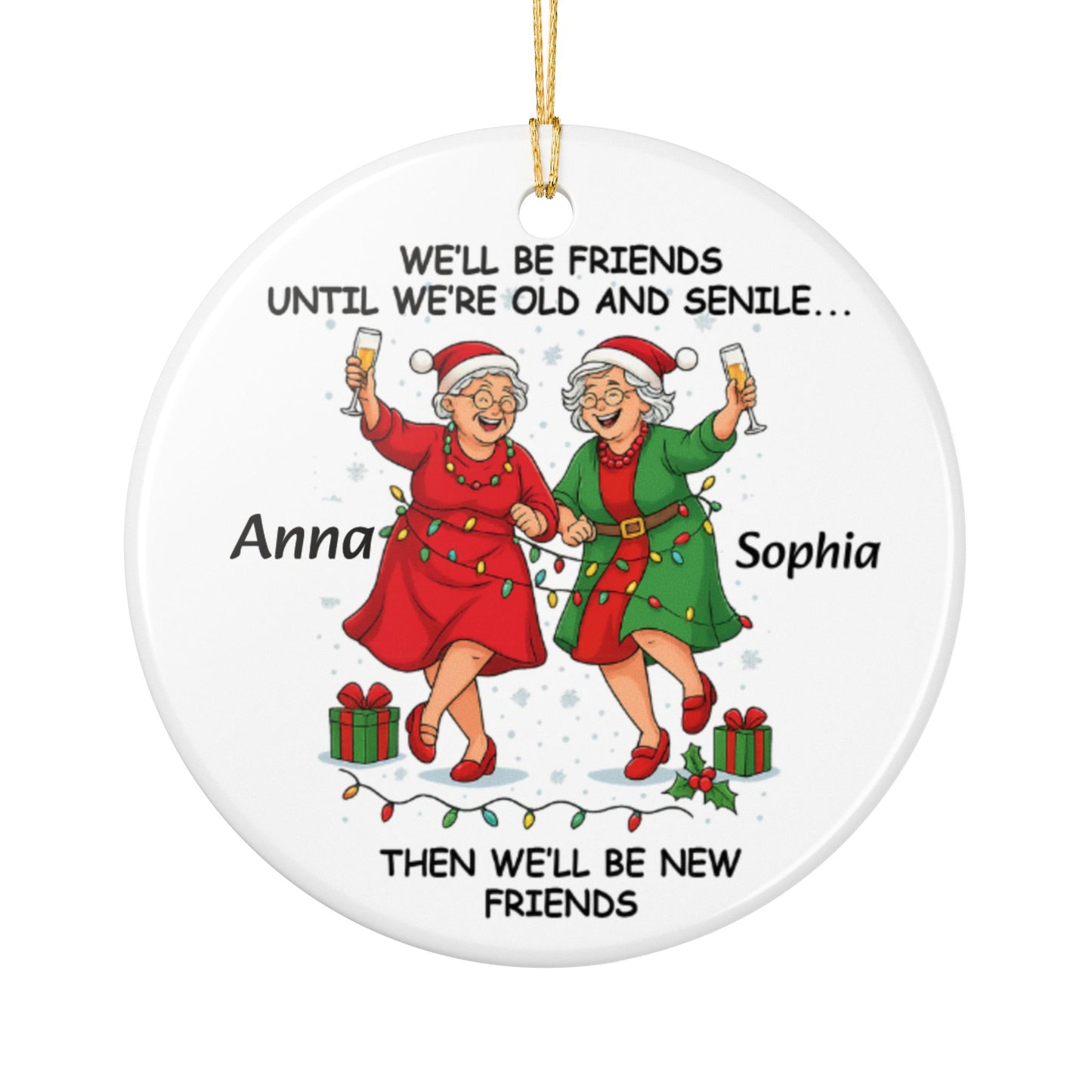Personalized Best Friends Christmas Ornament 2025 Funny Old Lady Friends Gift, Bestie Holiday Keepsake, Senior Friends Decoration