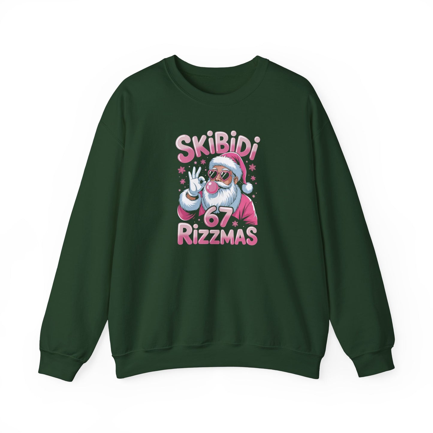 Skibidi Rizzmas Santa Crewneck Sweatshirt | Pink Santa Christmas Design | 67 Christmas Sweatshirt