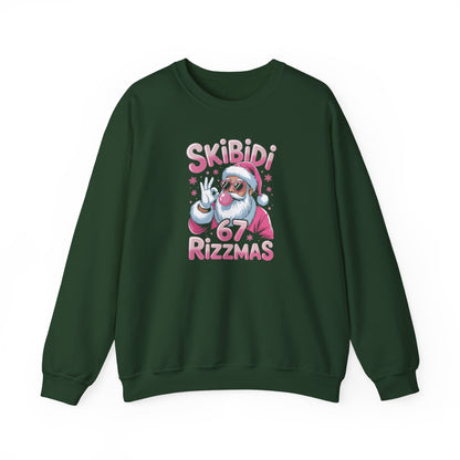 Skibidi Rizzmas Santa Crewneck Sweatshirt | Pink Santa Christmas Design | 67 Christmas Sweatshirt