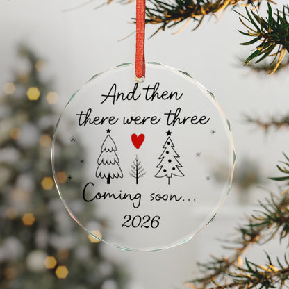 2026 Baby Announcement Christmas Ornament 2025, And Then There Were Three, Pregnancy Christmas Gift For Expecting Mom, Mom Dad To Be Gift