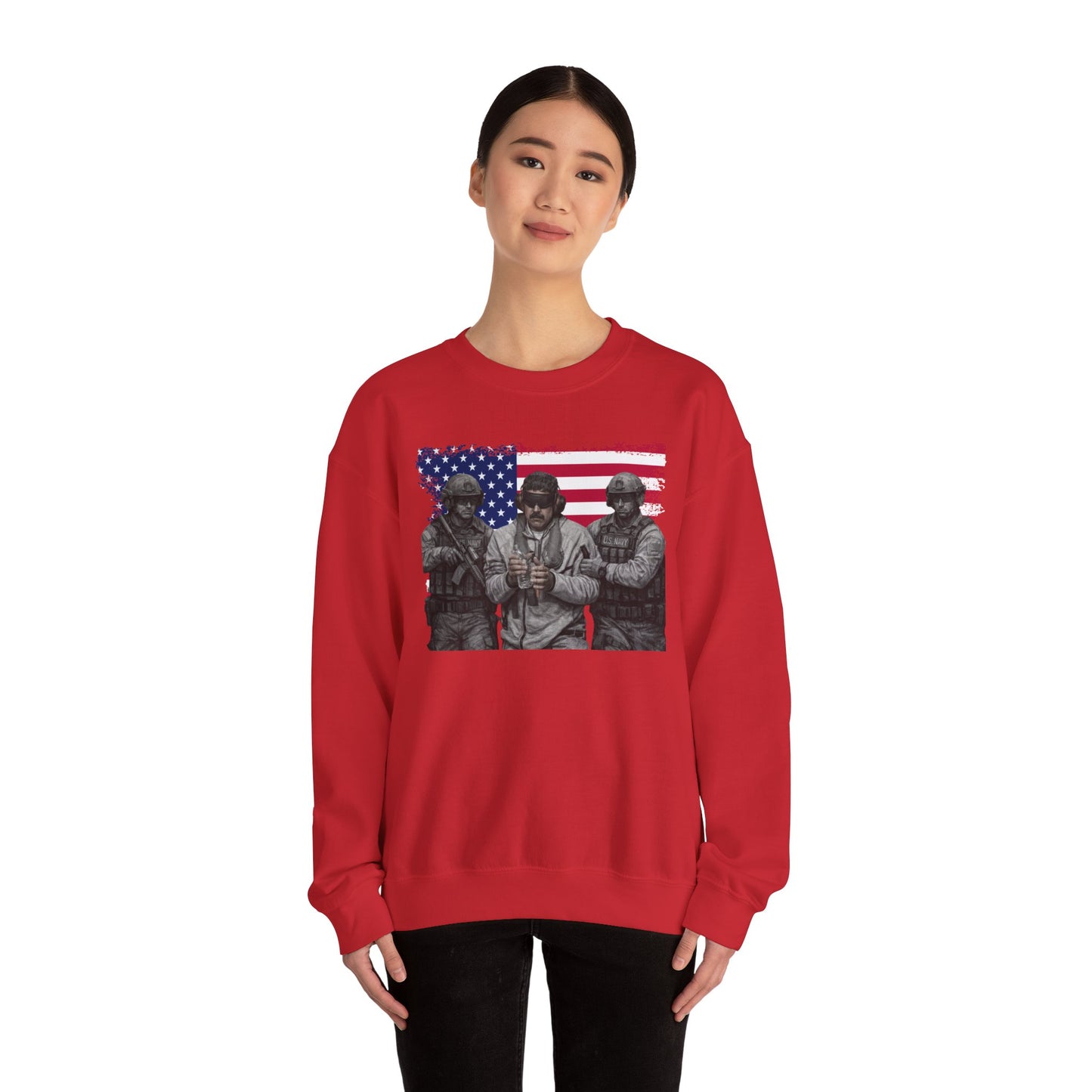 Maduro Captured 2026 Venezuela Libre Sweatshirt, Patriotic Military Graphic Crewneck, American Flag Soldier Tribute, Support Pullover