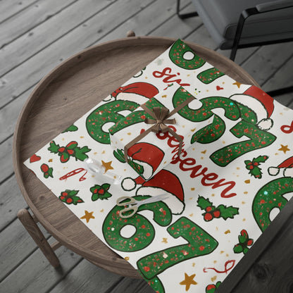 Six Seven Christmas Wrapping Paper, 67 Meme Christmas Gift Wrap, Kids Funny Wrapping Paper, Unique Gift Wrap, Holiday Gift, Gift for Kids
