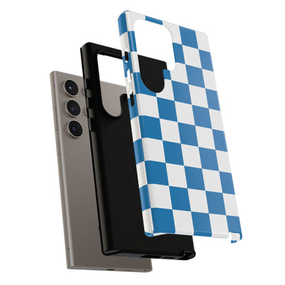 Blue Checkerboard Phone Case, Samsung Galaxy S25, S25 Plus, S24, S24 Plus, S24 Ultra, S23, S22, S22 Plus, S21 Ultra, S21 FE, S20+