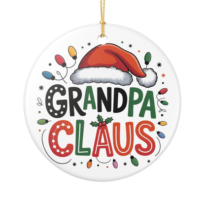 Funny Grandpa Claus Ceramic Ornament, Holiday Decor, Christmas Tree Decoration, Gift for Grandfather, Unique Holiday Keepsake
