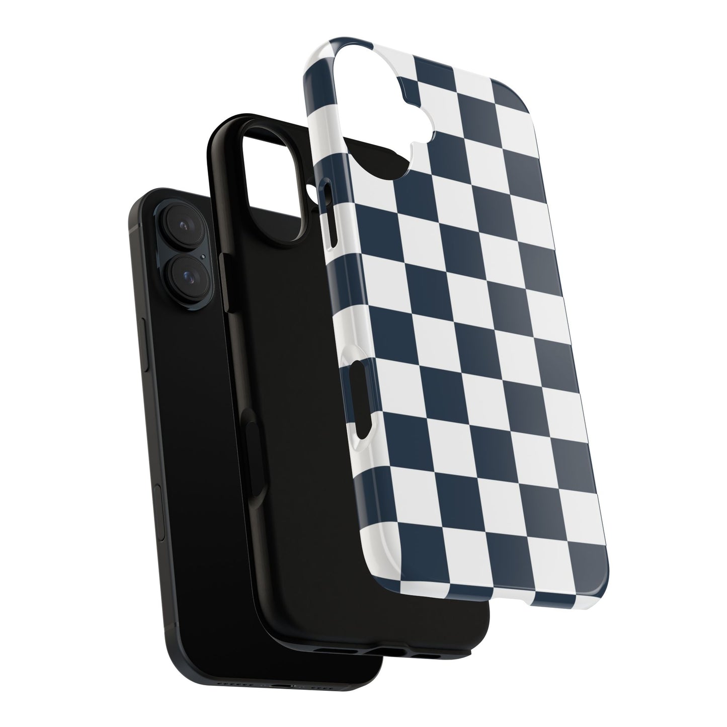 Navy Checkerboard Phone Case, iPhone 17 Pro, 17, 16, 15, 14, 13, 12, 11, X, XR, XS MAX, Tough Case for iPhone