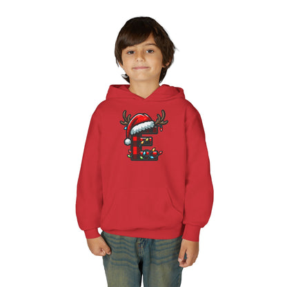 Personalized Festive Reindeer Hoodie for Kids, Christmas Sweatshirt hoodie, Holiday Gift, Cozy Winter Attire, Personalized Youth Hoody