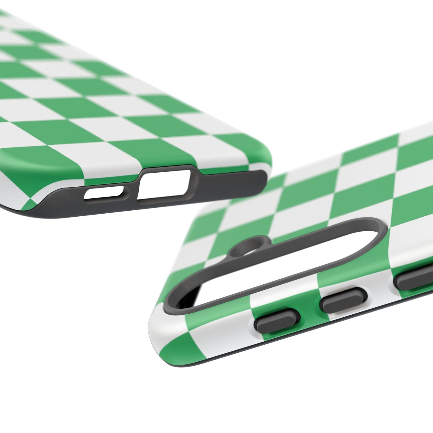 Green Checkered Phone Case, Phone Cases Samsung Galaxy S25, S25 Plus, S24, S24 Plus, S24 Ultra, S23, S22, S22 Plus, S21 Ultra, S21 FE, S20+