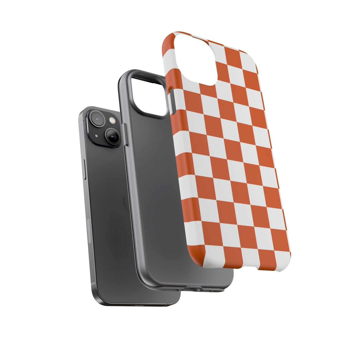 Checkered Phone Case, Checkered Phone Case - iPhone 17 16 15 14 13 12 11 Pro Max  - Trendy Black and Brown Checkerboard