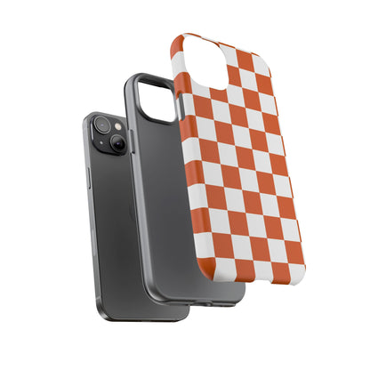 Checkered Phone Case, Checkered Phone Case - iPhone 17 16 15 14 13 12 11 Pro Max  - Trendy Black and Brown Checkerboard