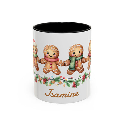 Personalized Gingerbread Friends Coffee Mug, Holiday Mug, Christmas Decor, Personalized Coffee Cup, Gift for Her, Winter Wonderland