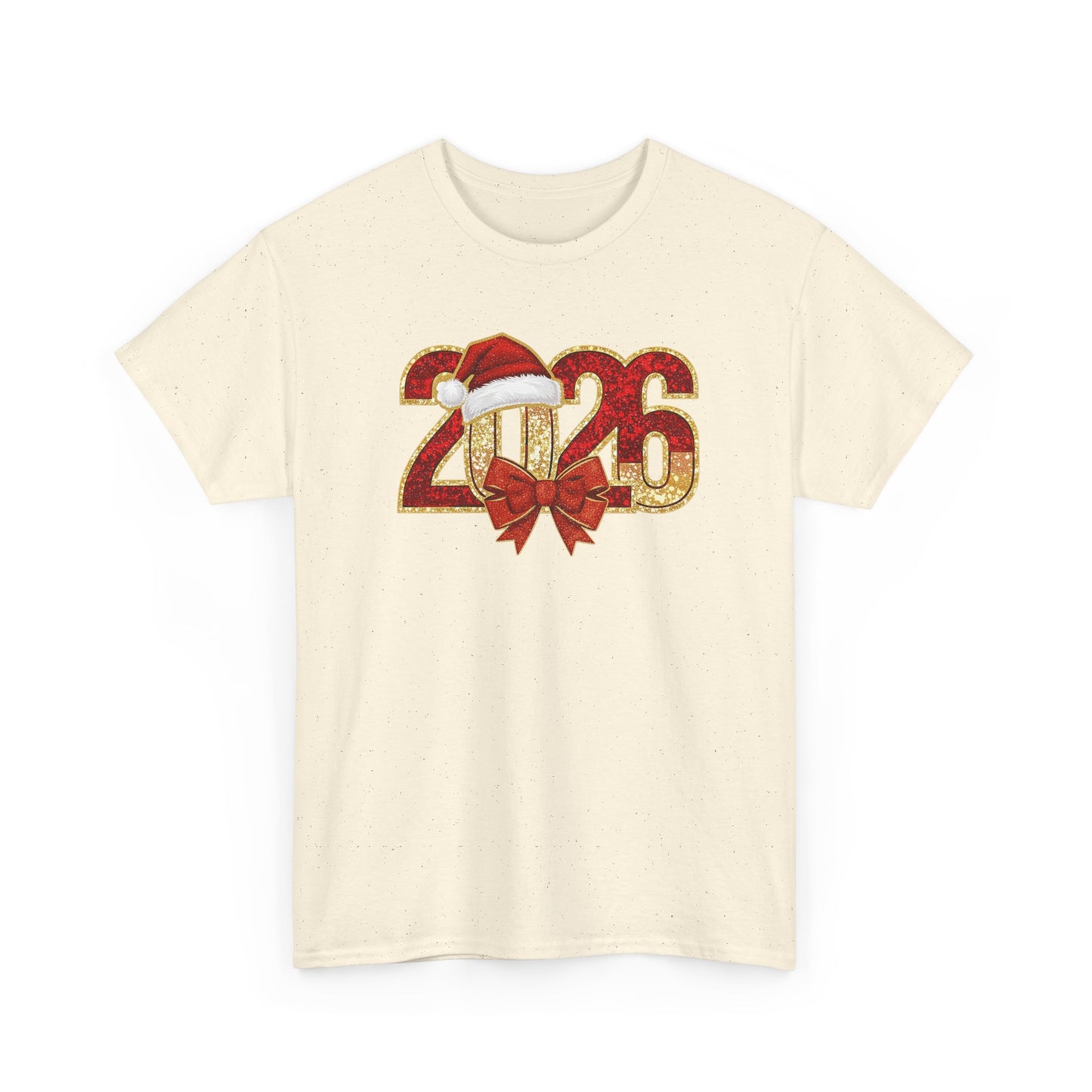 2026 New Year Shirt | Festive Christmas Tee with Santa Hat & Bow | Happy New Year T-Shirt | Holiday Party Outfit Gift