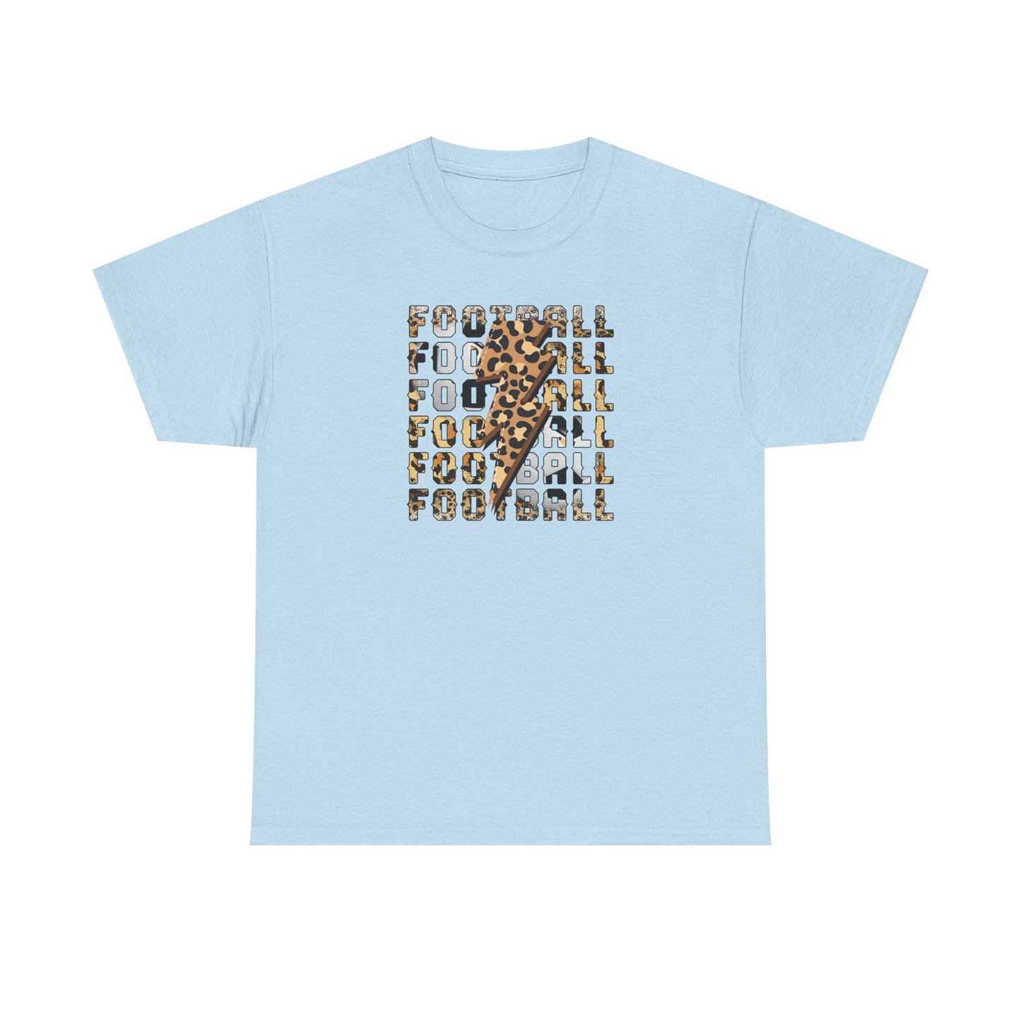 Leopard Print Football Lightning Bolt Tee, Women's Football Graphic Shirt, Game Day Spirit Shirt, Trendy Sports Top, FIFA World Cup 2026