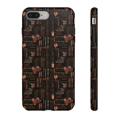 Gothic Phone Case Dark Academia Literary iPhone Samsung Cover with Books & Flowers, Phone case