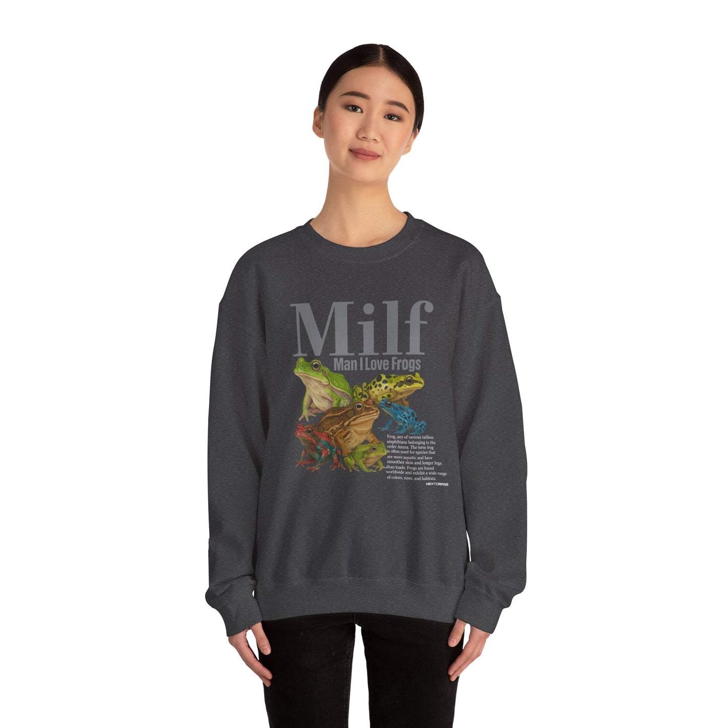 Man I Love Frogs Sweatshirt, Vintage Style Meme Frog Sweater, Funny Gen Z ''MILF'' Frog Crewneck, Inappropriate Gag Gift, Cozy Pullover