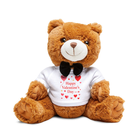 Valentine Teddy Bear with Custom T-Shirt, Plush Bear Gift for Her Him | Happy Valentine's Day Stuffed Animal