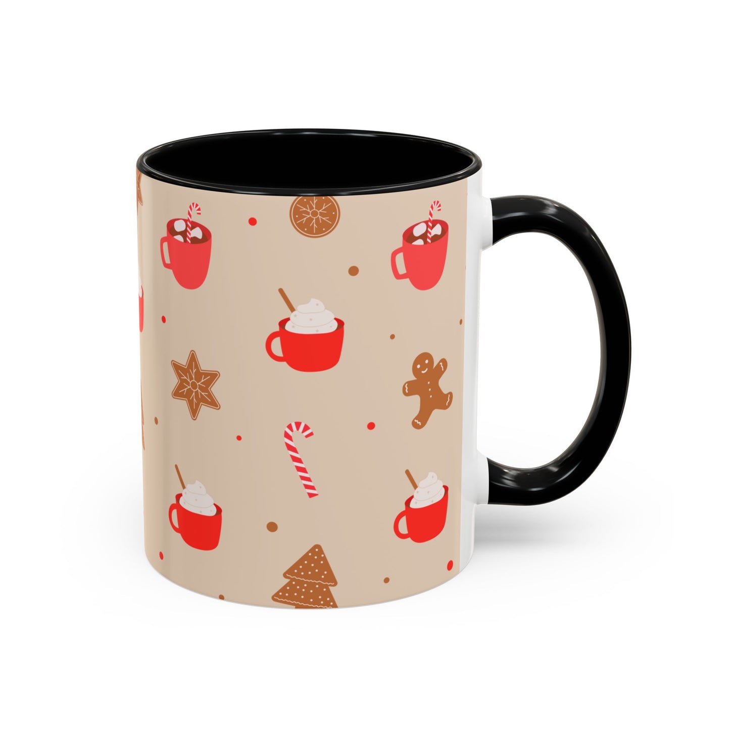Festive Accent Coffee Mug, Holiday Gift, Hot Chocolate Lover, Christmas Decor, Winter Vibes, Cozy Mugs, Gift for her