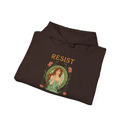 Resist Floral Goddess Hoodie, Feminist Botanical Sweatshirt Hoodie, Empowerment Gift, Vintage Activist Hoodie, Cozy Eco Cotton Pullover