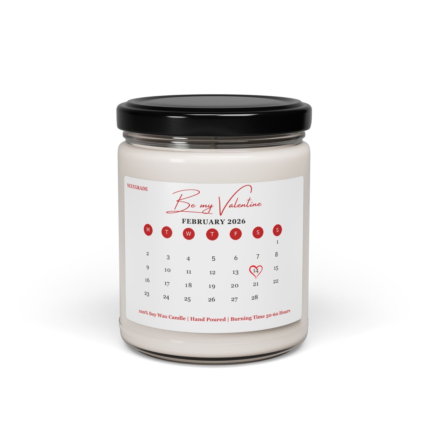 February Valentine day Calendar Heart Candle, Date Jar, Valentine's Day Gift. Soy Wax Candle, Anniversary Candle,  Scented 9oz Candle