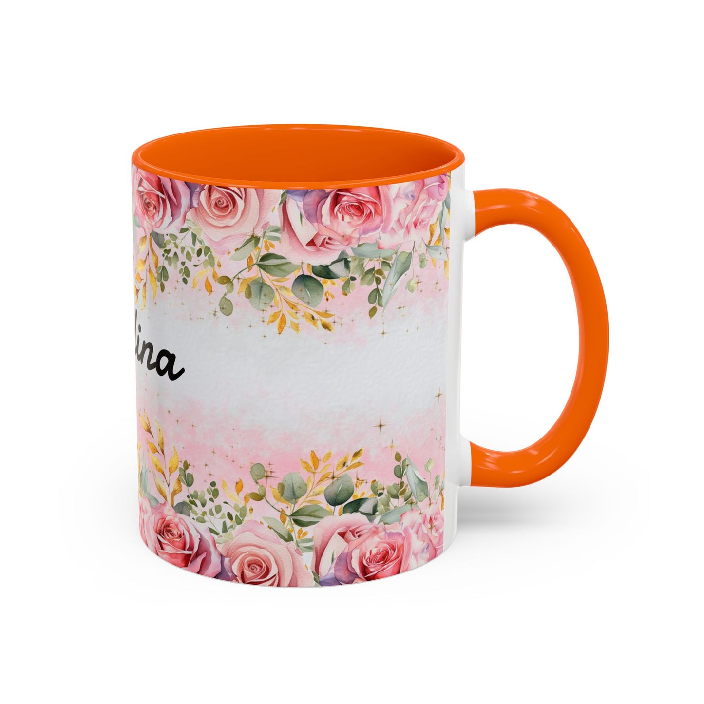 Personalized Floral Accent Coffee Mug, Custom Gift for Her, Birthday Mug, Floral Drinkware, Mother's Day Gift