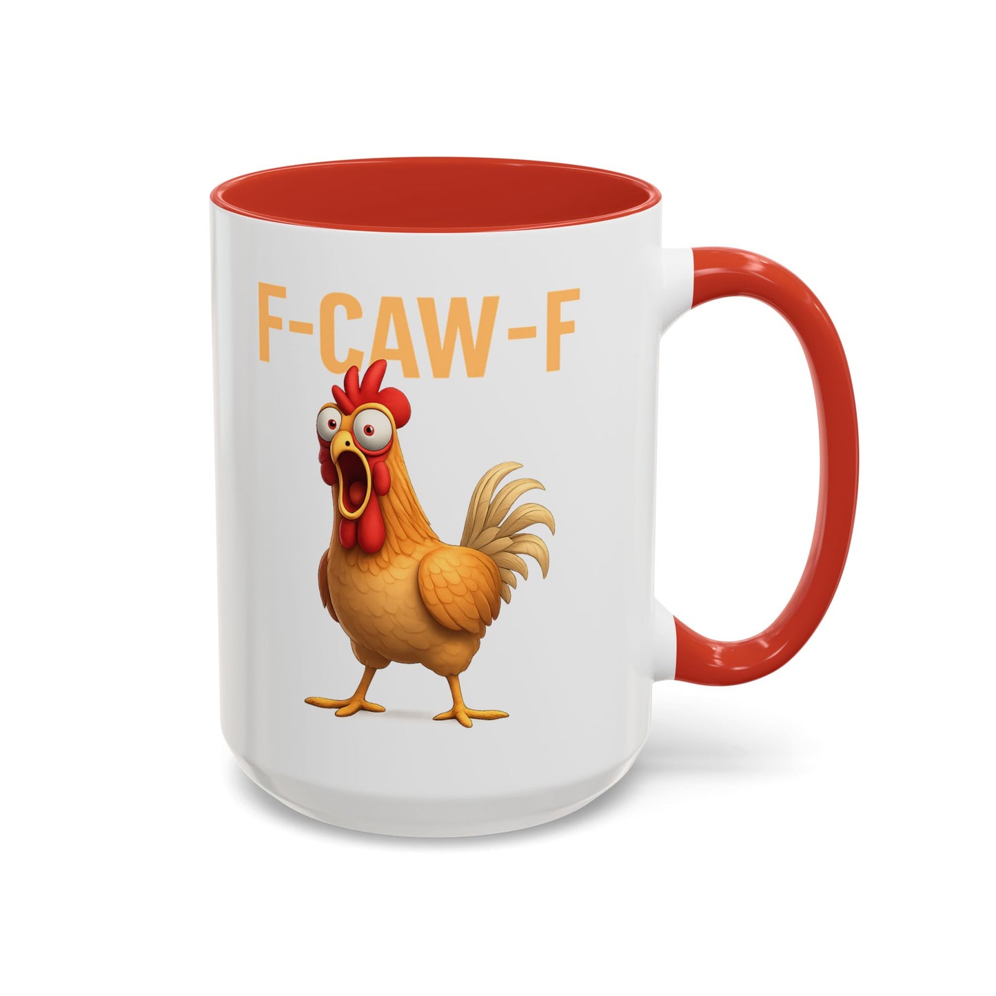 Funny Rooster Mug F-CAW-F Chicken Coffee Mug, Adult Humor Farm Animal Cup, Chicken Meme Mug, Gag Gift 11oz 15oz