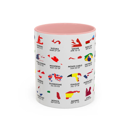 2026 Grand Prix Calendar Mug, Formula 1 Accent Coffee Mug, F1 Circuit Icons Cup, Motorsport Fan Gift, Racing Calendar Ceramic Mug