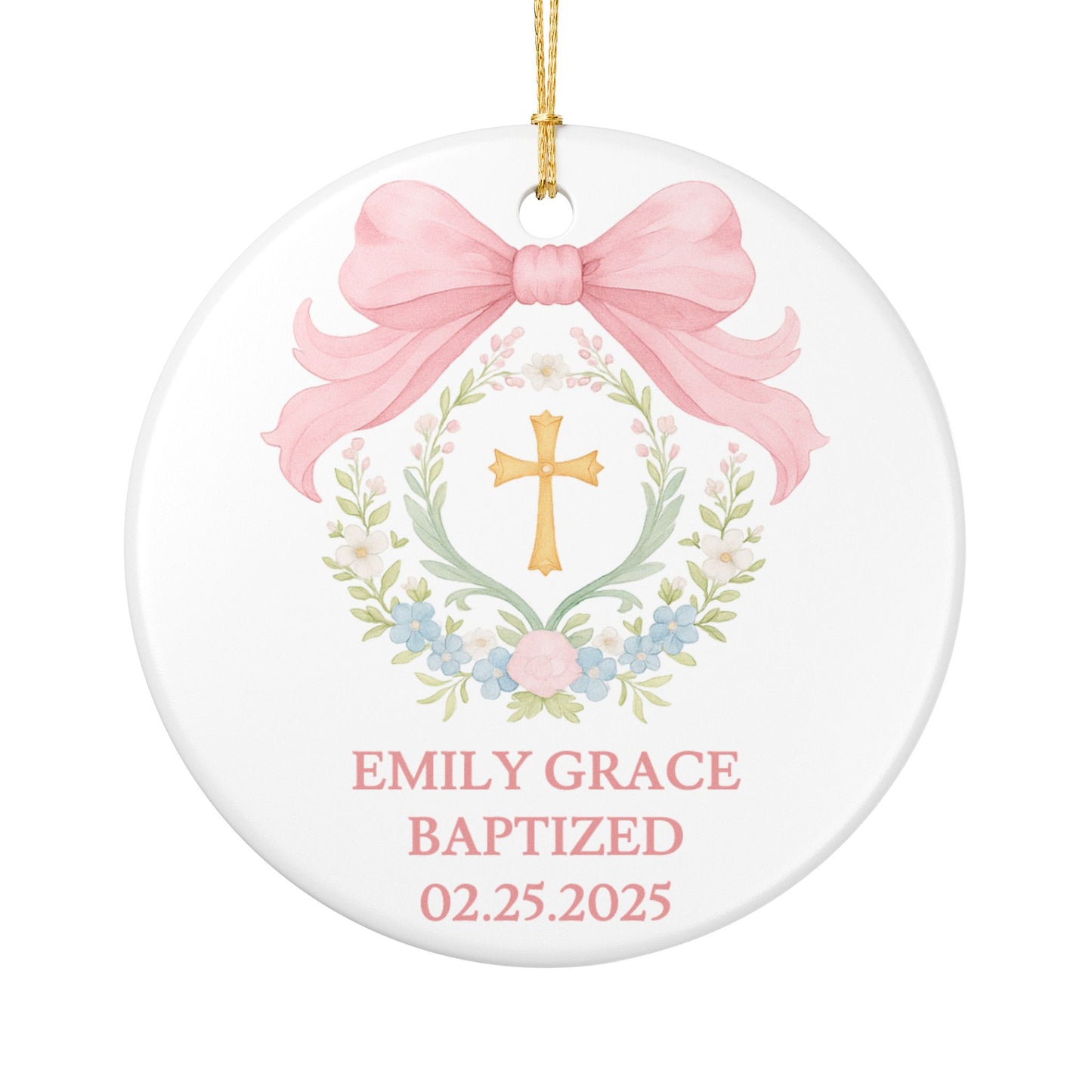 Personalized Girls Baptism Ornament Custom Christening Ornament Baptized Ornament First Communion Gift Baptism Gift Christmas Baby Girl Gift
