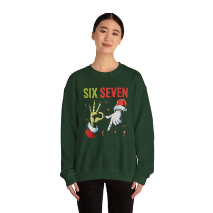 Funny Six Seven Christmas Sweatshirt | Santa Hands Holiday Crewneck | Cozy Pink Christmas Sweater for Men Women | Festive Holiday Gift