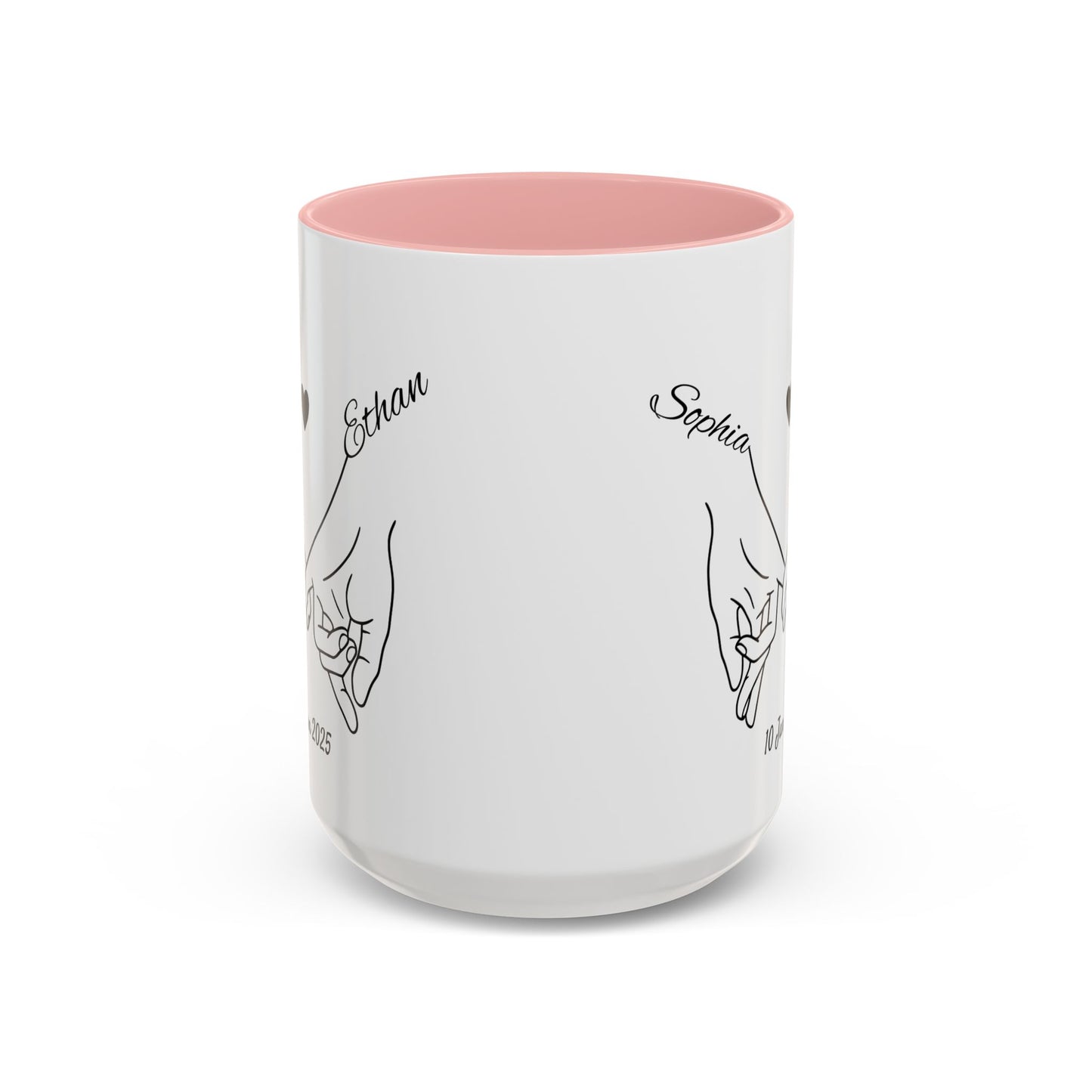 Holding Hands Couple Mug | Personalized Names & Date Coffee Cup | Custom Line Art Love Mug | Valentine Anniversary Gift for Couples