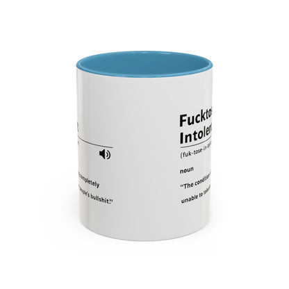 Fucktose Intolerant Definition Mug, Funny Accent Coffee Mug 11oz 15oz, Sarcastic Adult Humor Mug, Gag Gift for Friends