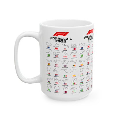 Formula One 2026 Mug, F1 Race Track Coffee Cup, Grand Prix Fan Gift, Motorsport Mug, Racing Dad Gift, Auto Lover Cup