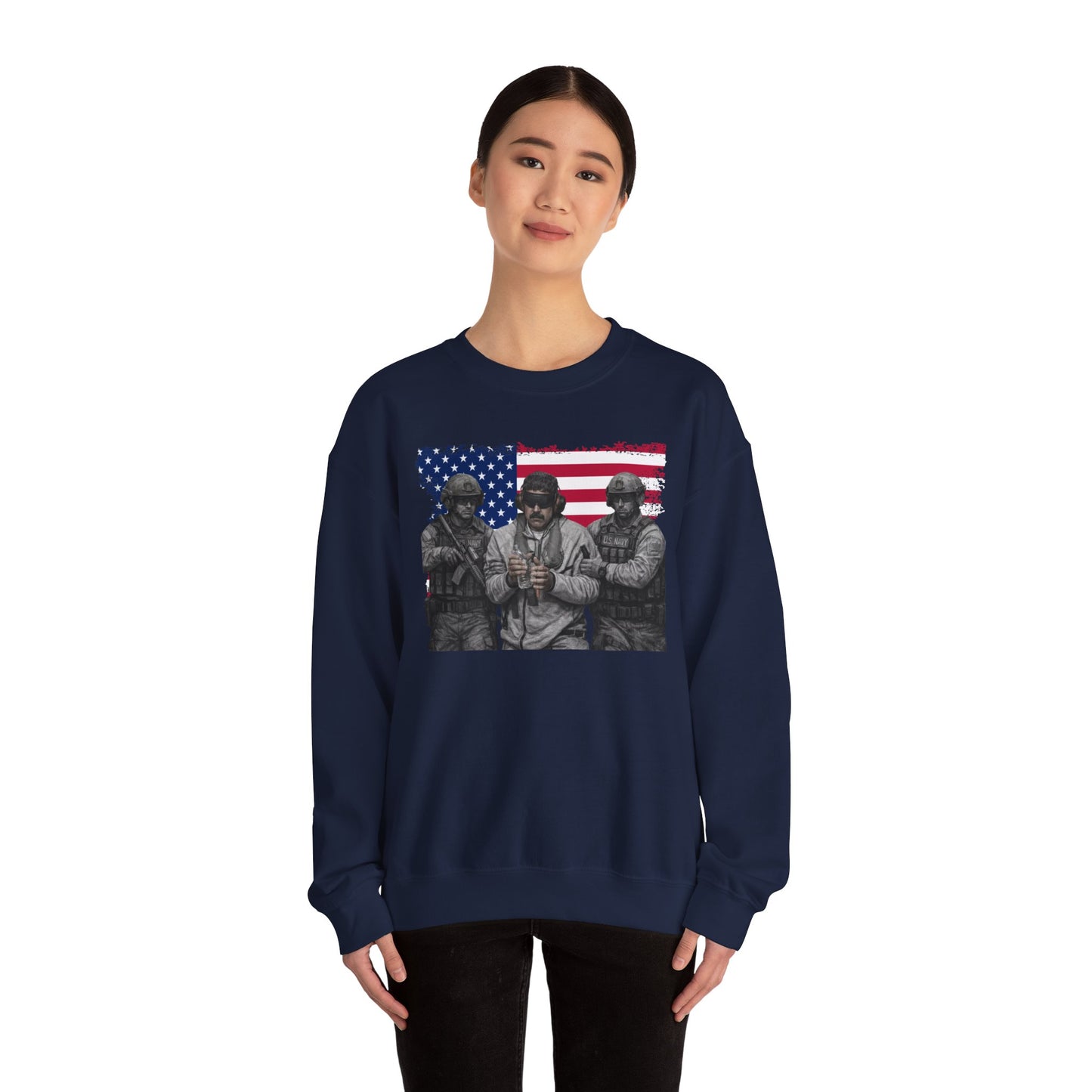 Maduro Captured 2026 Venezuela Libre Sweatshirt, Patriotic Military Graphic Crewneck, American Flag Soldier Tribute, Support Pullover