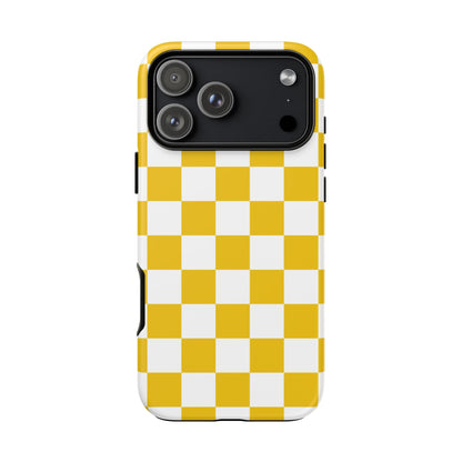 Yellow Checkered Phone Case - iPhone 17 Pro, 17, 16, 15, 14, 13, 12, 11, X, XR, XS MAX, Gift for Friends