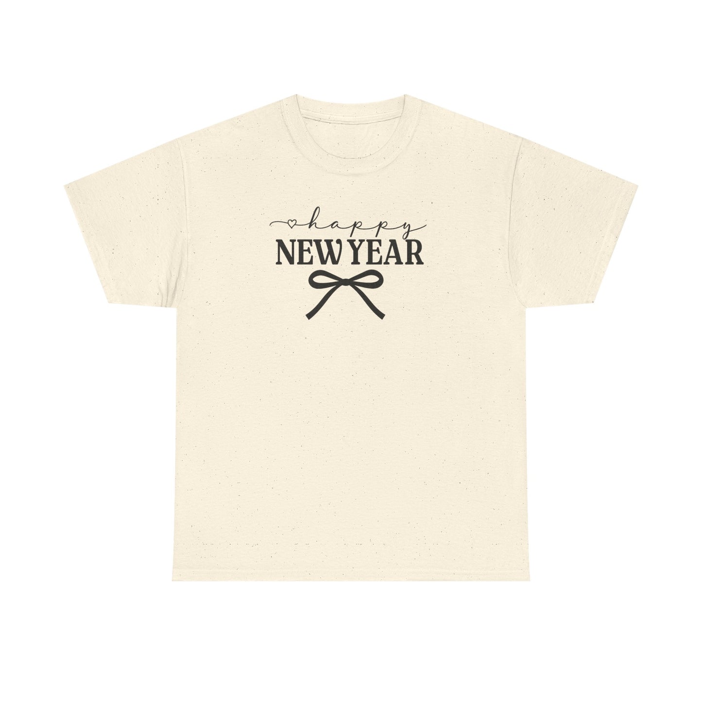 Happy New Year Bow T-Shirt, Minimalist New Year Typography Tee, Holiday Graphic Shirt, New Year's Eve Outfit, Casual Festive Top