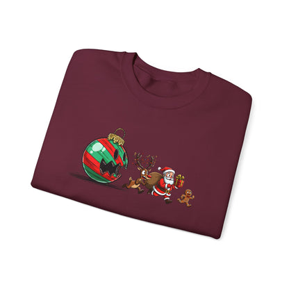 Funny Santa Running Christmas Sweatshirt | Cute Holiday Crewneck | Santa Reindeer Gingerbread Sweater | Christmas Gift