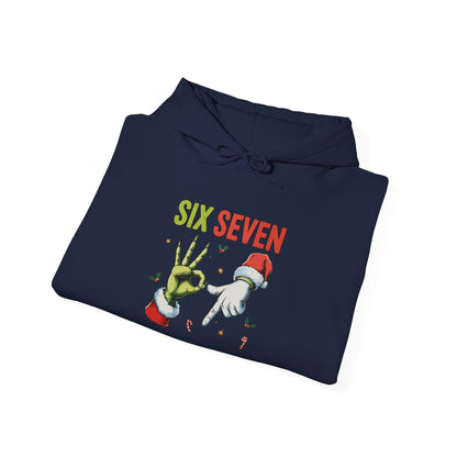 Funny Six Seven Christmas Hoodie | Santa Hands Holiday Pullover | Unisex Cozy Christmas Sweatshirt | Funny Holiday Gift for Men Women