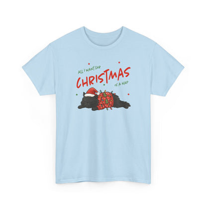 All I Want for Christmas Is a Nap Shirt | Funny Christmas Cat T-Shirt | Cozy Holiday Tee | Lazy Christmas Gift | Santa Cat Shirt