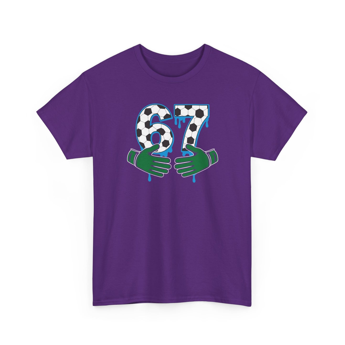 Dripping 97 Number Graphic Tee, Streetwear Checkerboard T-Shirt with Green Hands, Artsy Unisex Cotton Shirt