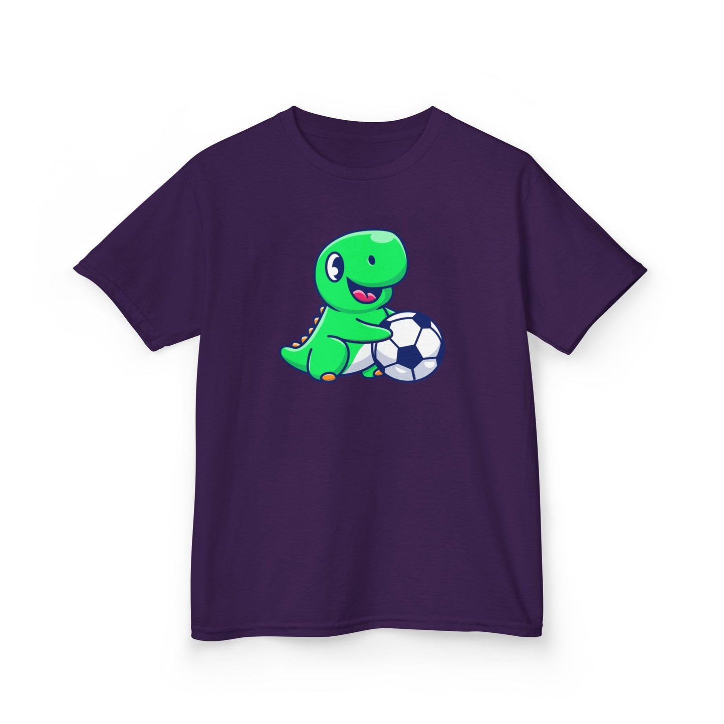 Green Dinosaur Playing Soccer Kids T-Shirt, Cute Dino Soccer Shirt for Boys Girls, Fun Youth Sports Graphic Tee, Football Lover
