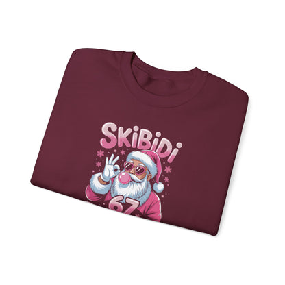 Skibidi Rizzmas Santa Crewneck Sweatshirt | Pink Santa Christmas Design | 67 Christmas Sweatshirt