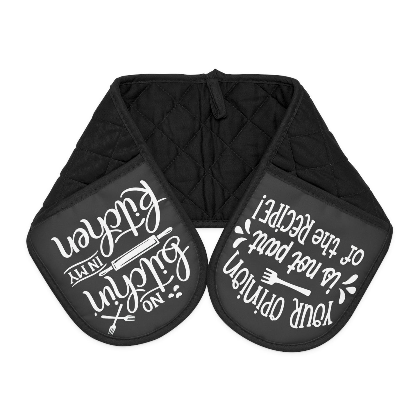 Kitchen Chalkboard Quote Oven Mitts, Double Handle Heat Resistant Pot Holder, Slim Quilted Oven Mitt