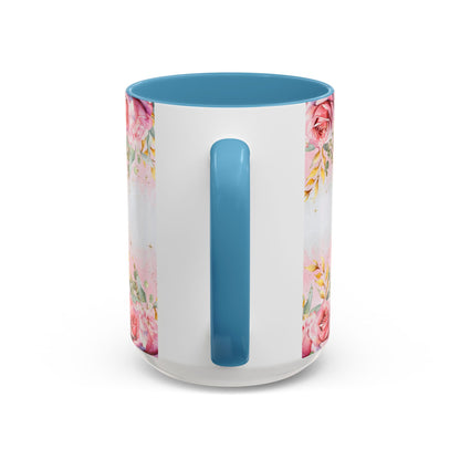 Personalized Floral Accent Coffee Mug, Custom Gift for Her, Birthday Mug, Floral Drinkware, Mother's Day Gift