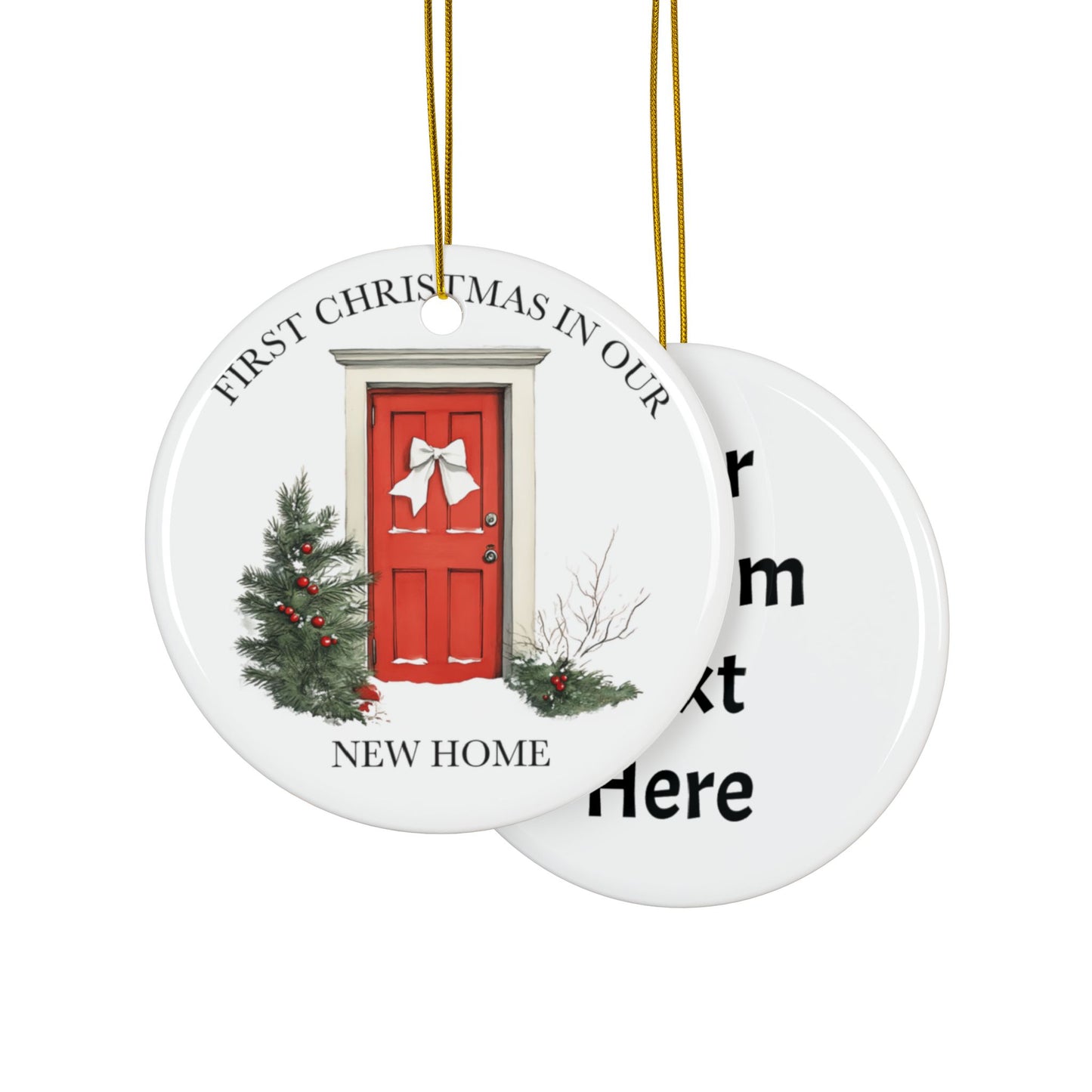 First Christmas in Our New Home Ornament | Personalized Holiday Ornament | New House Christmas Gift | Custom Ceramic Keepsake for Homeowners